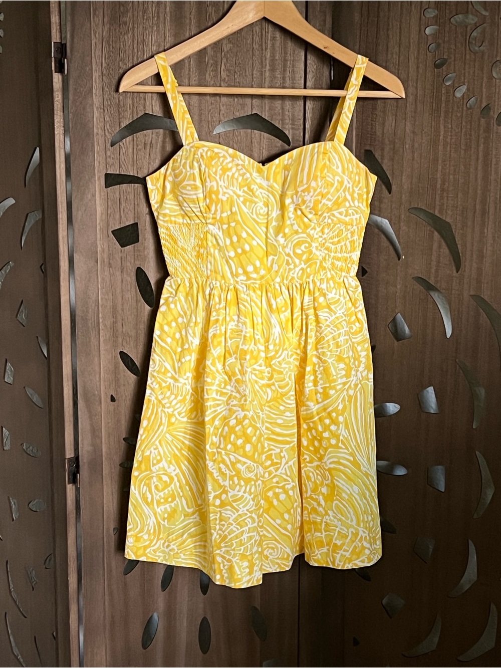 Lilly Pulitzer Yellow and White Printed Mini Sundress